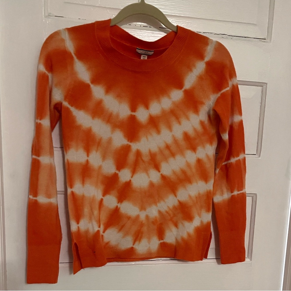 J. Crew Cashmere Orange Tie-Dye Women's Sweater